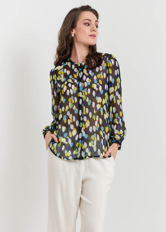 Long Sleeve Printed Blouse