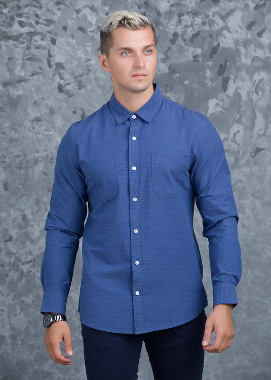 DETAILED COTTON DOUBLE PKT SHIRT