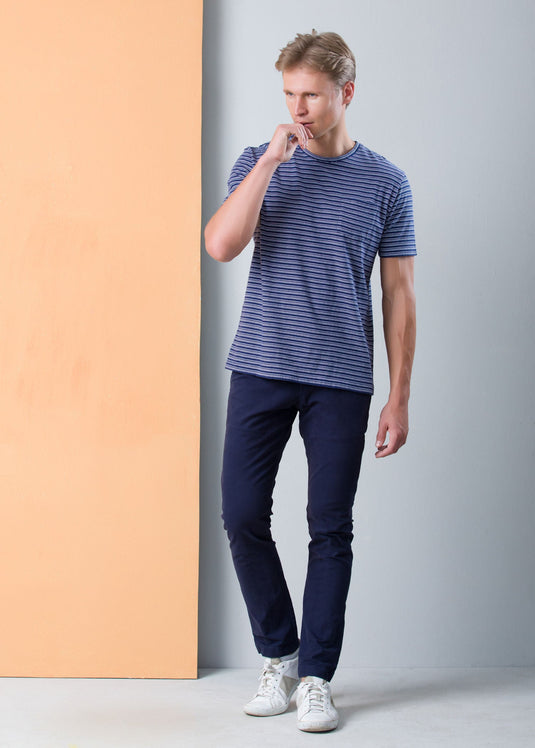 STRIPE CREW NECK T-SHIRT WITH PKT