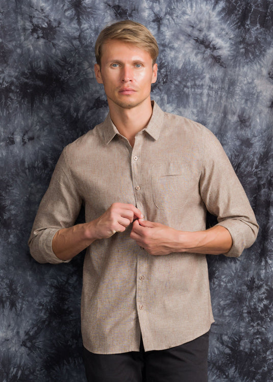 CASUAL WEAR DETAILED  LINEN L/S SHIRT