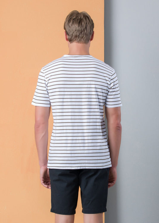 Casual Wear Stripe Crew Neck With Pkt