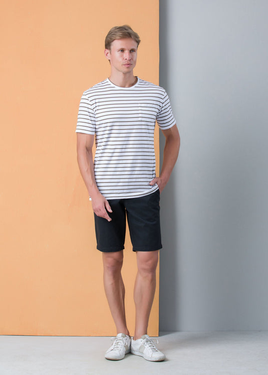 Casual Wear Stripe Crew Neck With Pkt