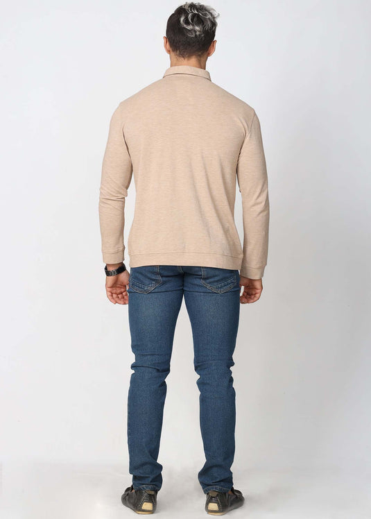 Self Collar L/S T-Shirt (Beige)