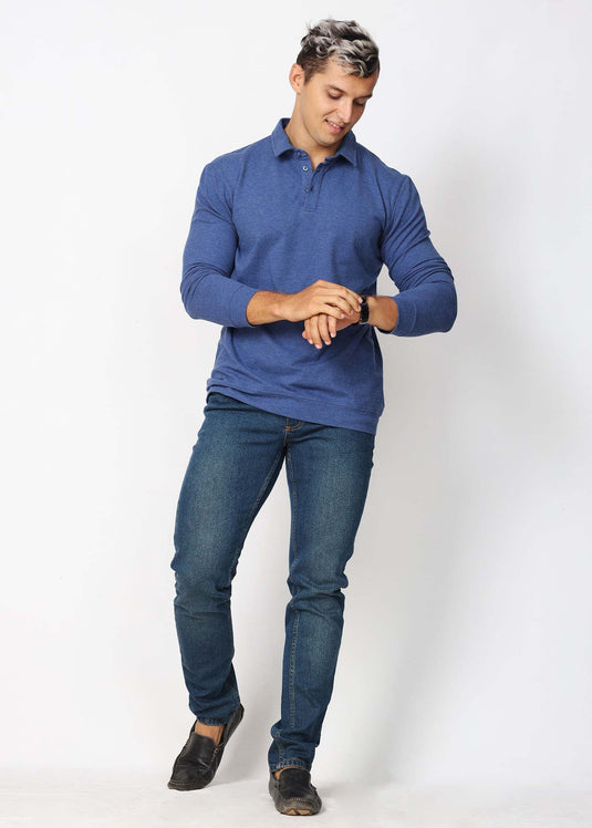 Self Collar L/S T-Shirt (Denim)