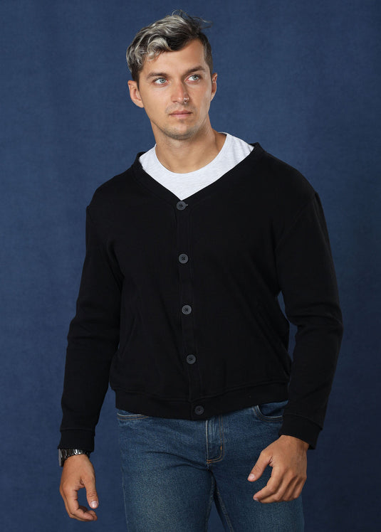 Black Cotton Rich Cardigan