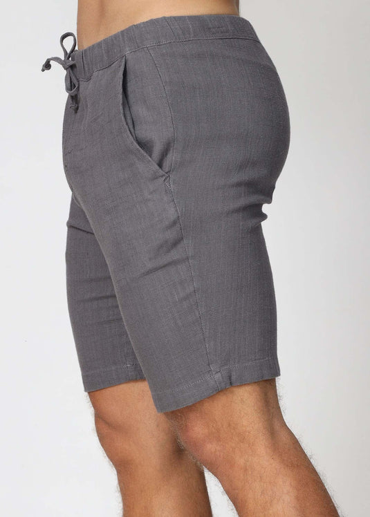 Grey Linen Draw Cord Short