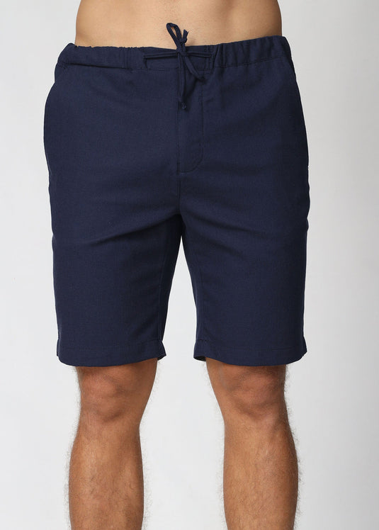 Navy Linen Draw Cord Short