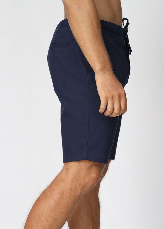 Navy Linen Draw Cord Short