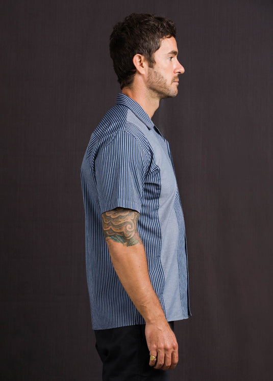 Dual Fabric Stripe S/S Shirt