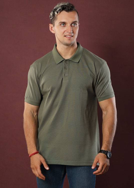 Olive Polo T-Shirt (Regular Fit)