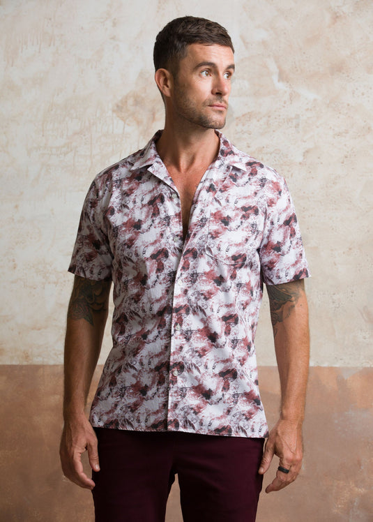 Casual Wear Printed Cuban Collar S/S Shirt