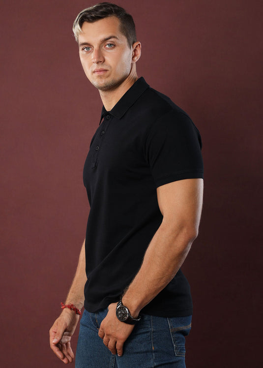 Black Polo T-Shirt (Slim)