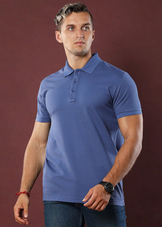 Pigeon Blue Polo T-Shirt (Slim)