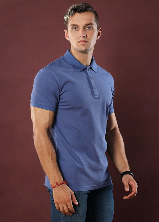 Pigeon Blue Polo T-Shirt (Slim)