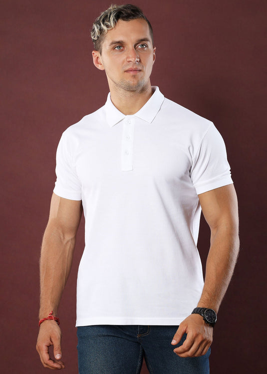 White Polo T-Shirt (Slim)