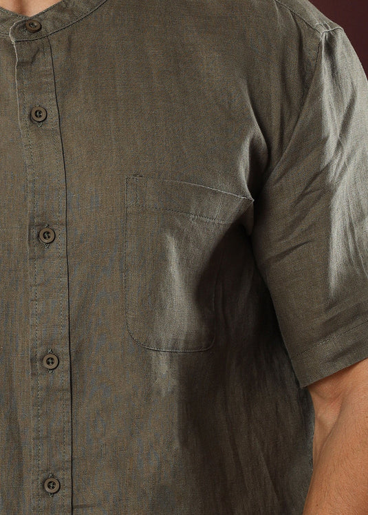 Linen Tyler S/S Shirt (Olive)