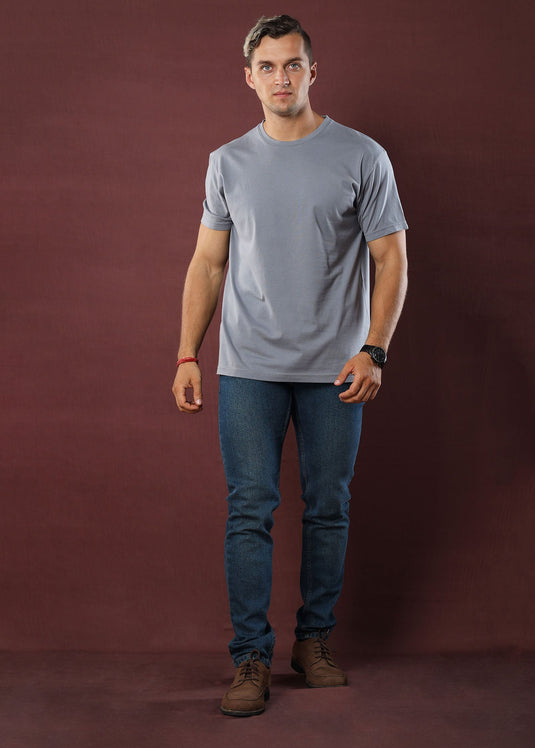 Dark Grey Crew Neck Tee (Slim)