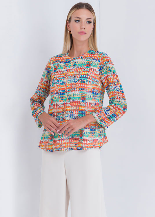 Printed Long Sleeve Blouse