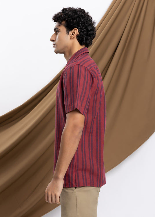 Stripe Cuban Collar S/S Shirt