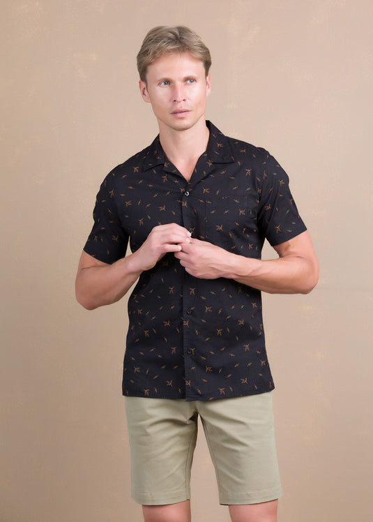 Casual Wear Printed Cuban Collar Shirt