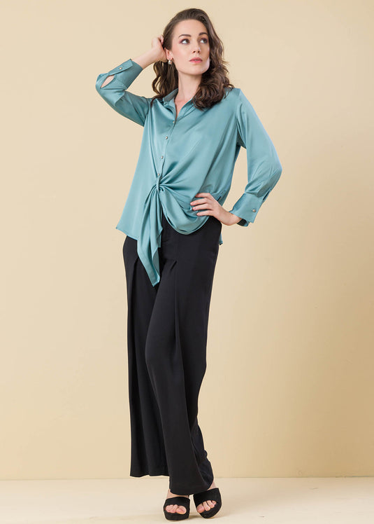 Satin Shirt With Draping Detail