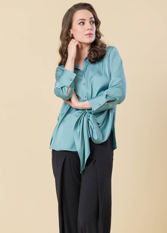 Satin Shirt With Draping Detail