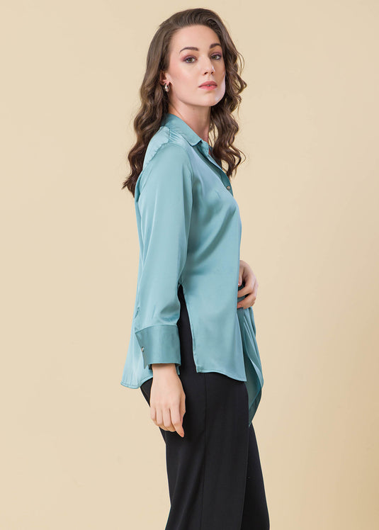 Satin Shirt With Draping Detail