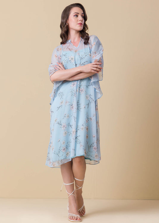 Floral Kaftan Dress With Front Pleat