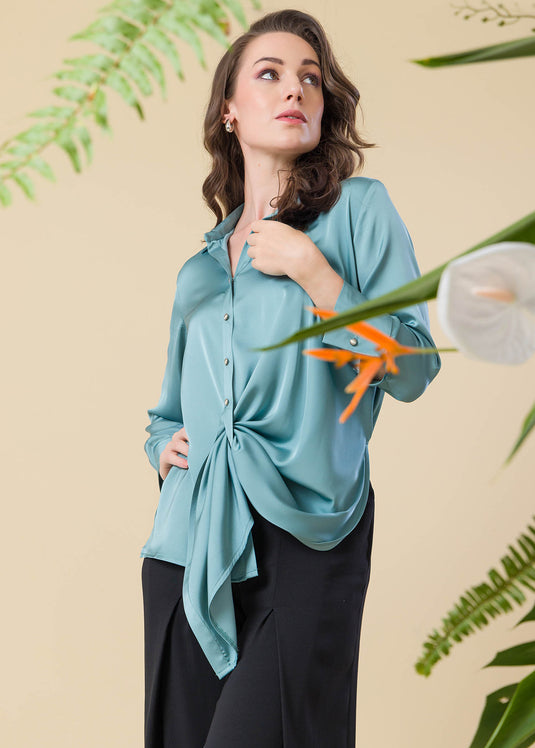 Satin Shirt With Draping Detail