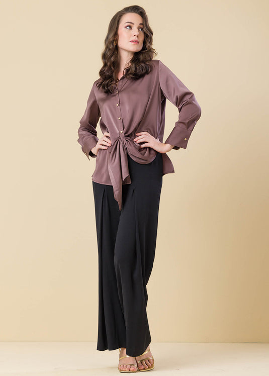 Satin Shirt With Draping Detail