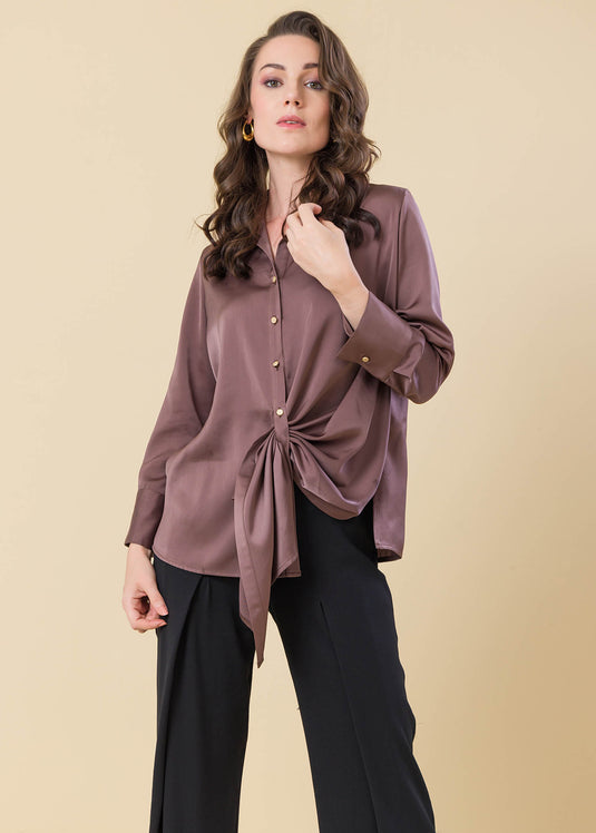 Satin Shirt With Draping Detail