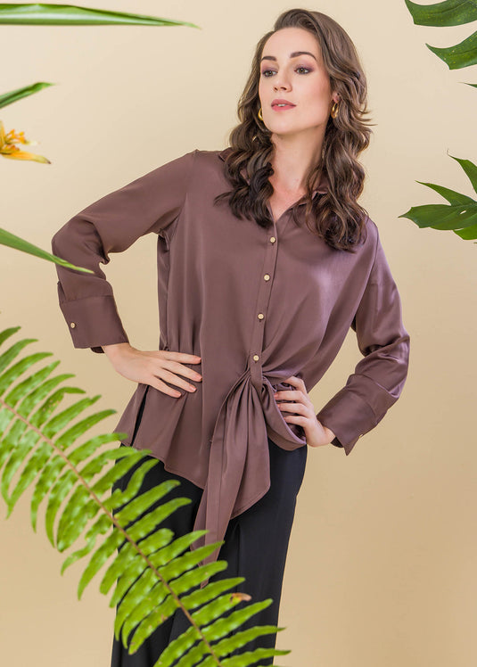 Satin Shirt With Draping Detail