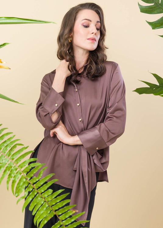 Satin Shirt With Draping Detail