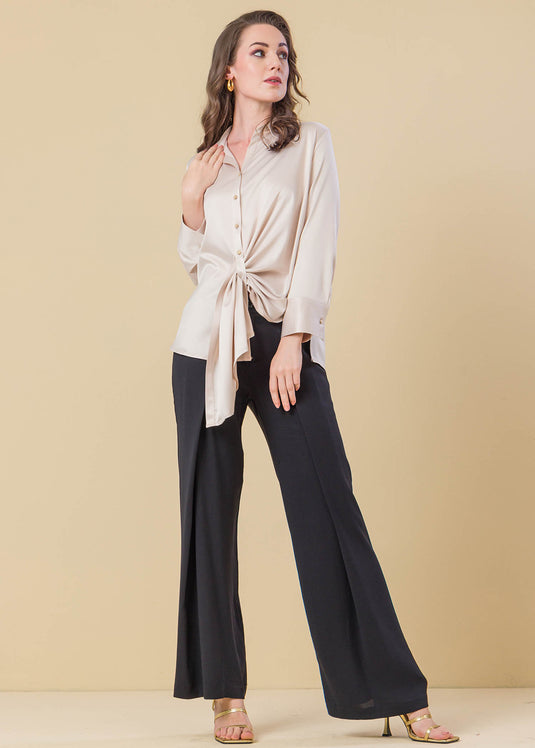 Satin Shirt With Draping Detail