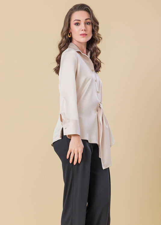 Satin Shirt With Draping Detail