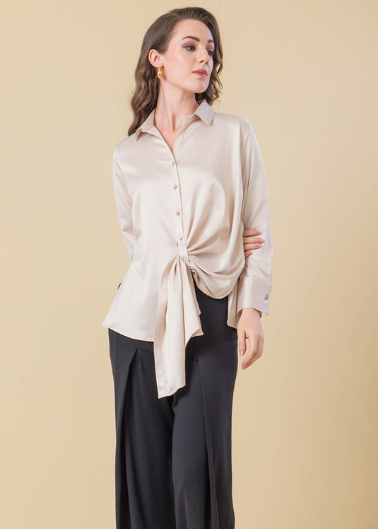 Satin Shirt With Draping Detail