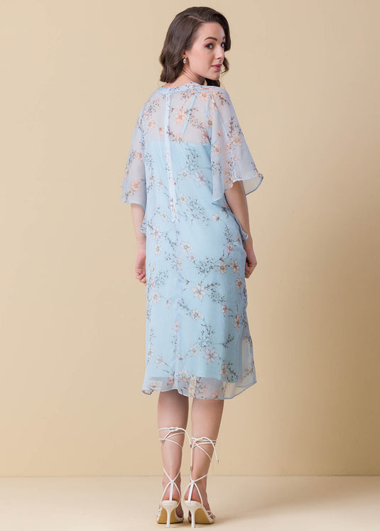 Floral Kaftan Dress With Front Pleat