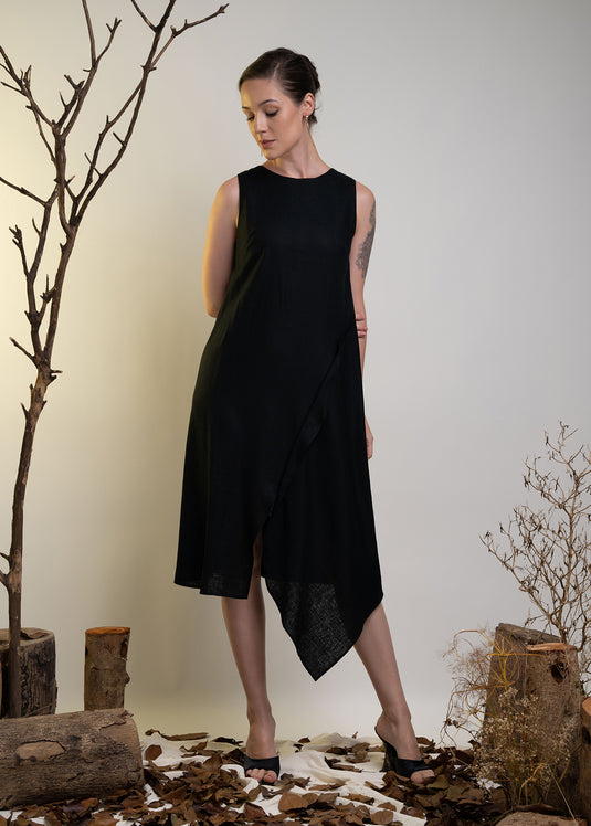 Sleeveless Round Neck Asymmetrical Hem Dress