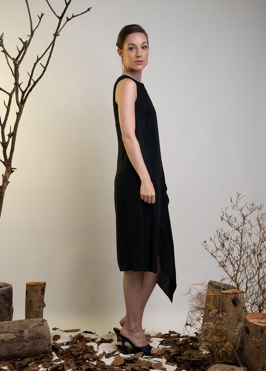 Sleeveless Round Neck Asymmetrical Hem Dress