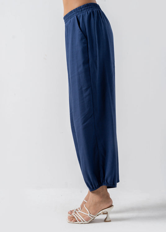 Elasticated Waist Pant With Bottom Elastic Detail