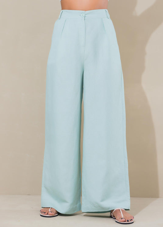 Wide leg linen pant with pleats