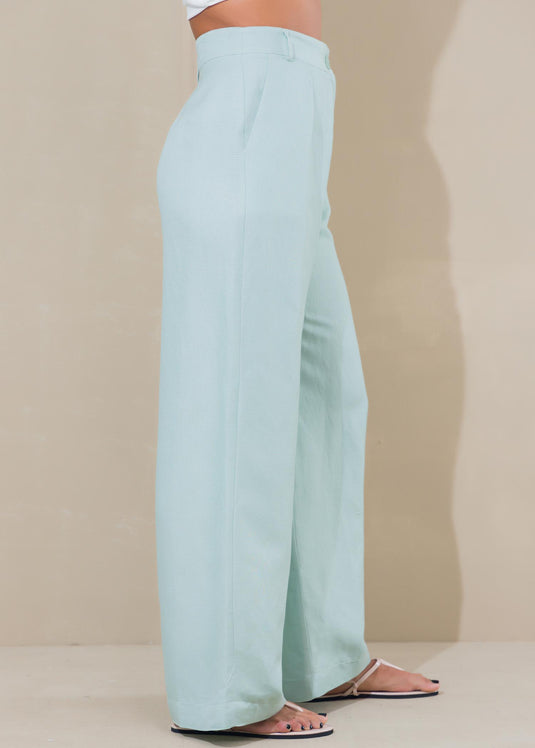 Wide leg linen pant with pleats