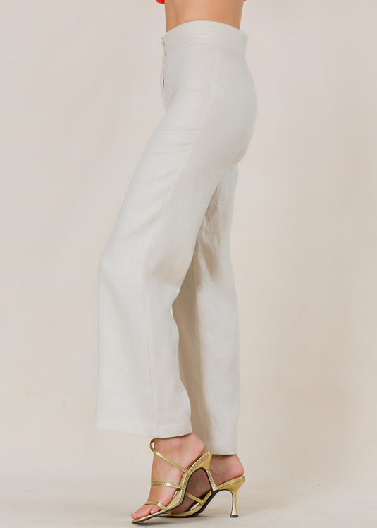 High waist linen pant