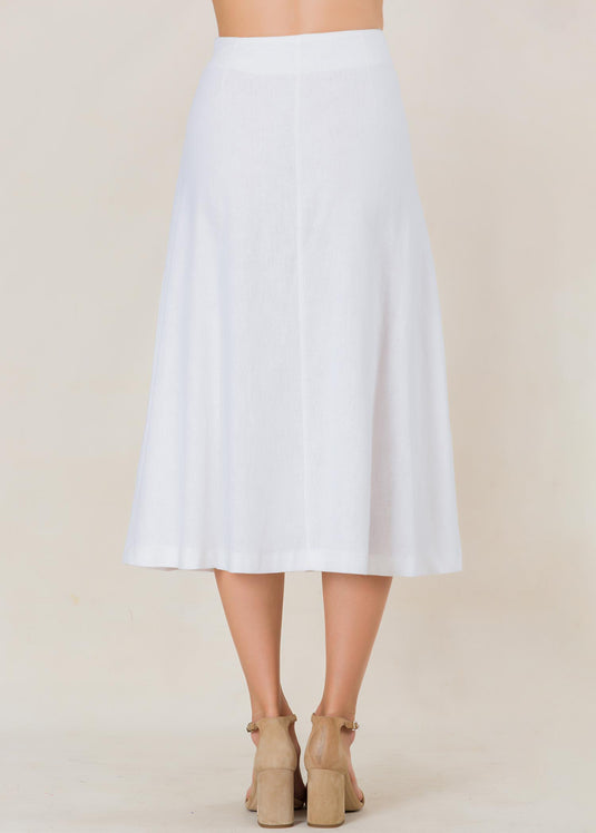 Linen skirt with front inverted pleat