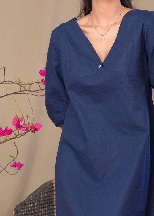 V Neck Linen Dress