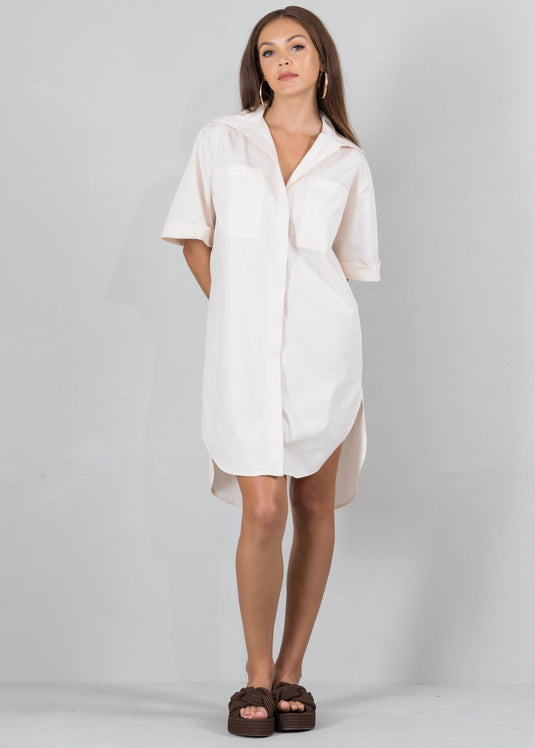 Shirt dress with large pockets