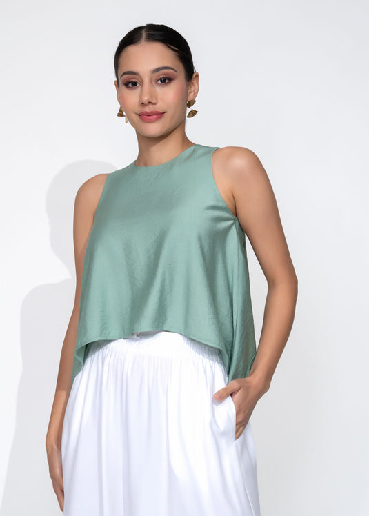 Sleeveless Round Neck Crop Top