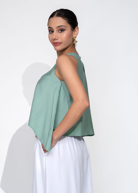 Sleeveless Round Neck Crop Top