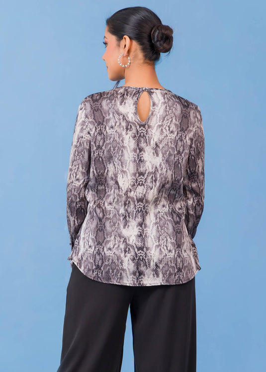 Printed Blouse With Front Tie