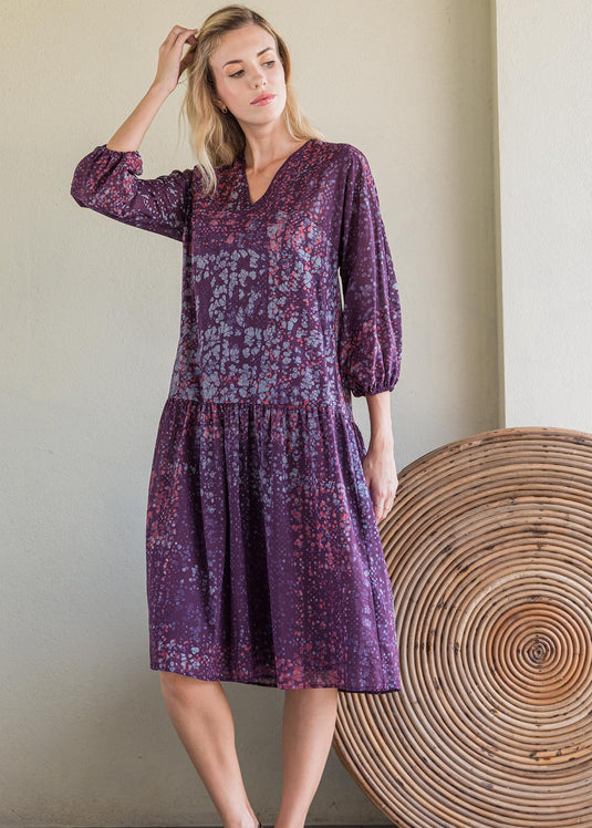 Dotted long sleeved batik dress